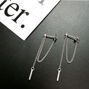 Sterling Silver Layered Chain Earrings
